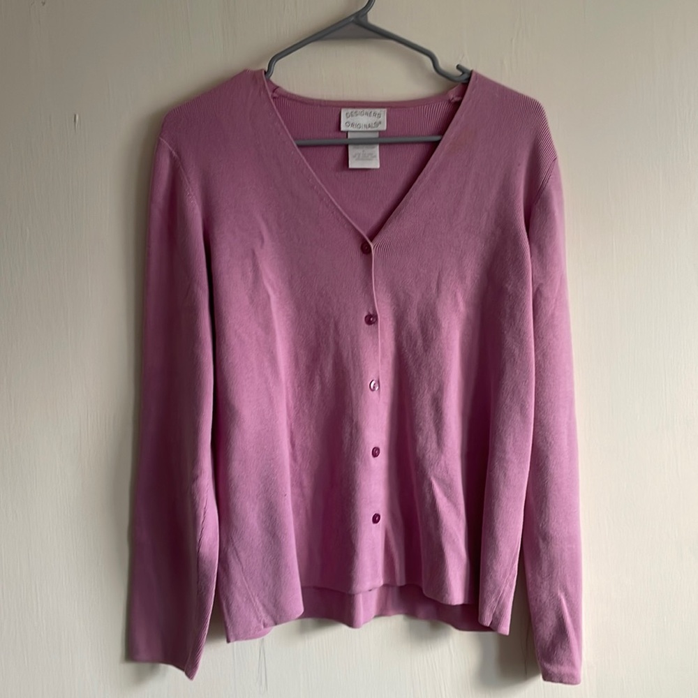 Pink cardigan, Designers originals size Large.